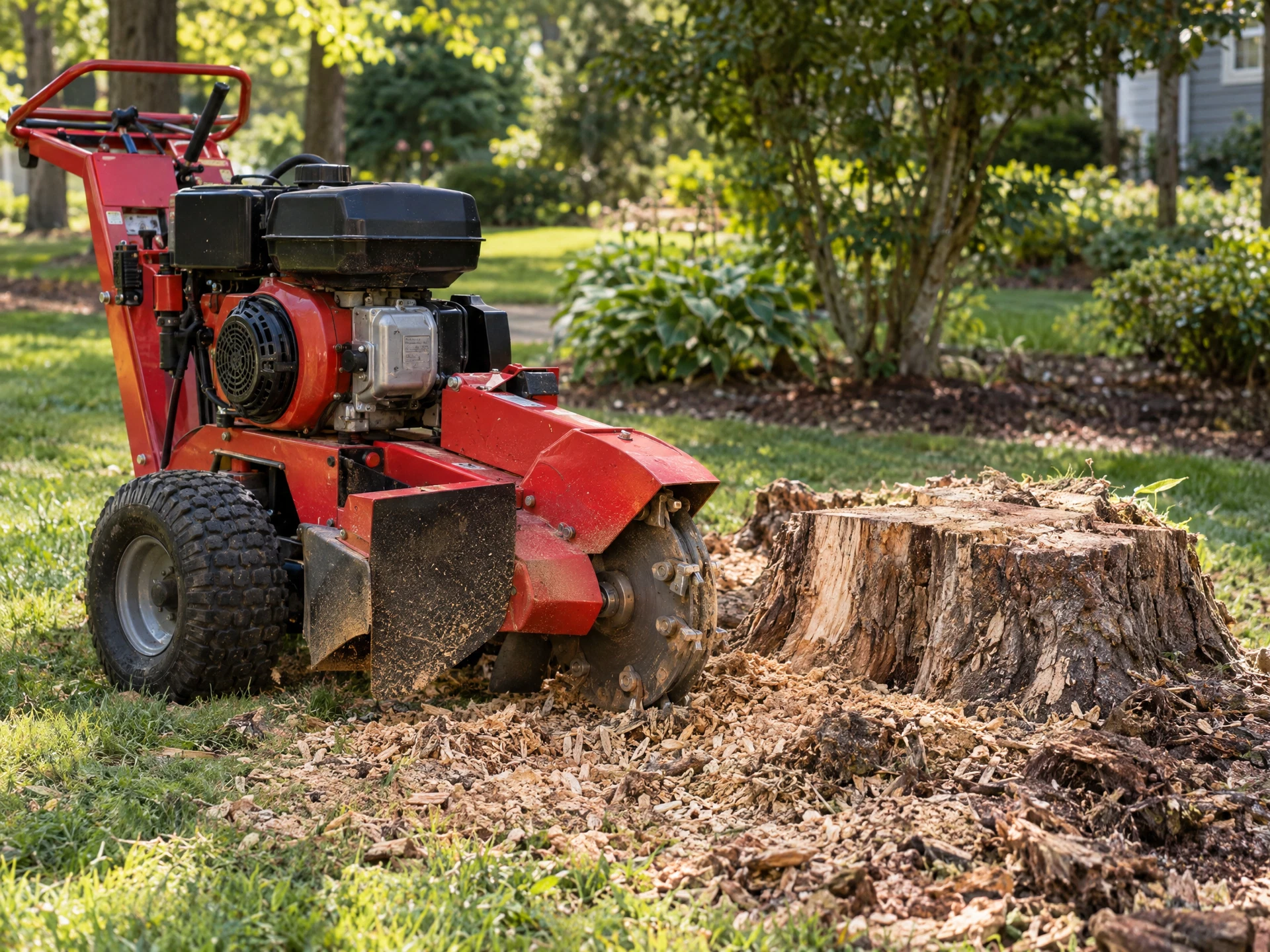 Illustrative stump grinding landscape