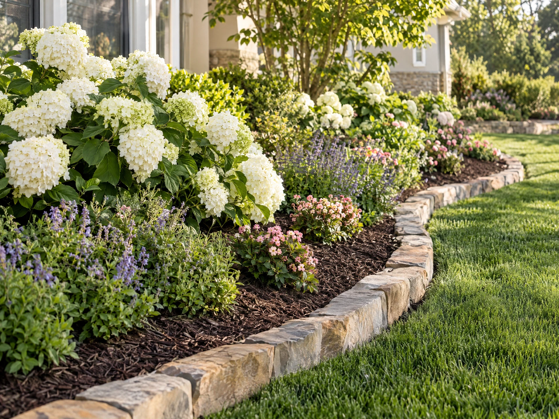 Illustrative flower beds landscape